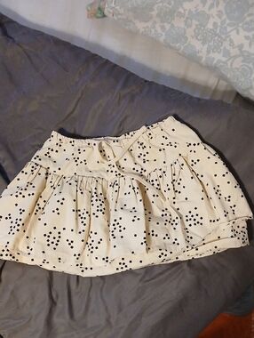 Crewcuts Cream A-Line Tiered Skirt with Black Dot Print